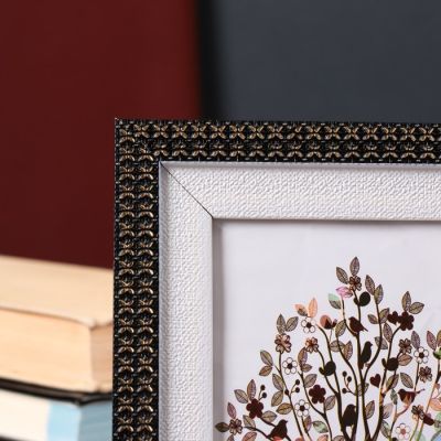 Фоторамка пластик 10х15 см "Золотые крестики"  чёрная с белым 19,5х14,8 см