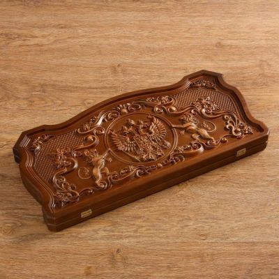 Нарды резные "Герб Российской Федерации", буковая доска, 55 х 57 см