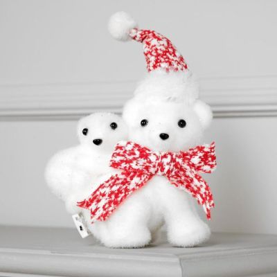 Светодиодная фигура «Медведица с медвежонком» 20 × 17 × 9 см, флок, батарейки CR2032х2, свечение тёплое белое