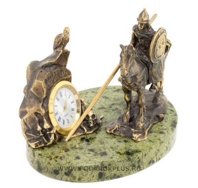 Часы "Нужный камень" бронза змеевик