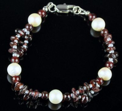 Браслет Гранат, жемчуг "Рамона" арт.КР-069