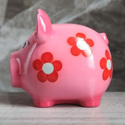 Копилка "Свинка", глянец, розовый цвет, 19 см, микс