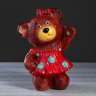 Копилка "Медведица в платье", глянец, коричневый цвет, 29 см, микс