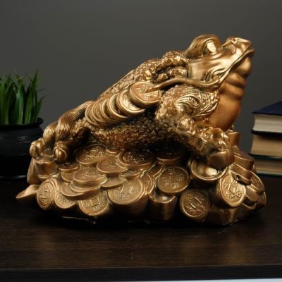 Копилка "Лягушка на монетах" большая 25х35см