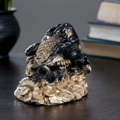 Копилка "Жаба на деньгах малая" 10х12см   черная