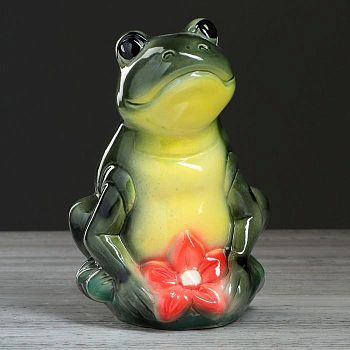 Копилка "Квакуша", глазурь, зелёный цвет, 22 см, микс