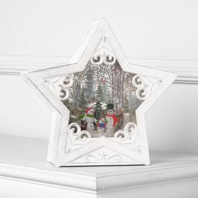 Светодиодная фигура «Снеговики у ёлки» 26 × 26 × 8 см, пластик, батарейки ААх3 (не в комплекте), свечение тёплое белое