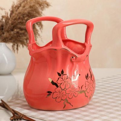 Конфетница "Сумочка", красная, керамика, 25 см