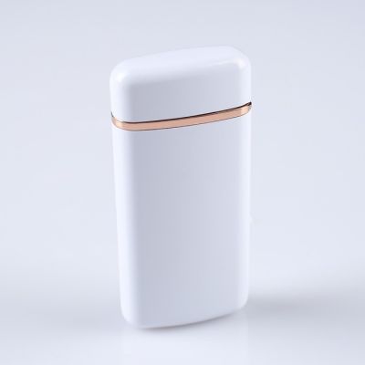 Зажигалка электронная "Классика", USB.  дуговая, с индикатором заряда, белая