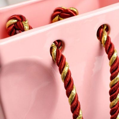 Органайзер "Сумочка", розовая, керамика, 16 см, 1.4 л, ручки микс