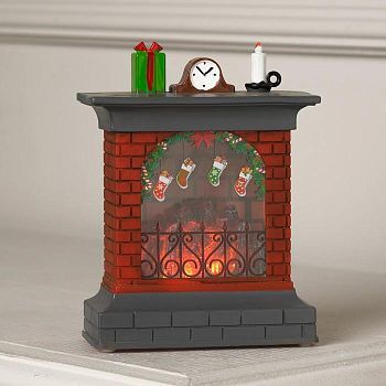 Светодиодная фигура «Камин с носками» 9 × 16 × 5 см, пластик, батарейки АААх3, свечение тёплое белое