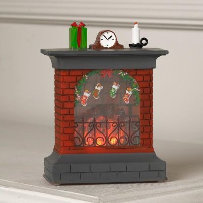 Светодиодная фигура «Камин с носками» 9 × 16 × 5 см, пластик, батарейки АААх3, свечение тёплое белое