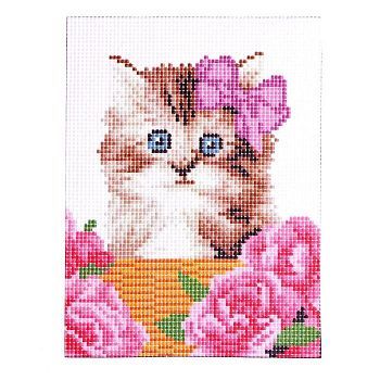 Канва для вышивки крестиком «Котёнок в корзинке», 20х15 см