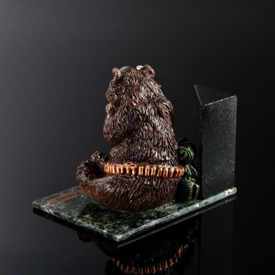 Сувенир "Сытый медведь", 8х12х10 см, змеевик, гипс