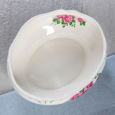 Салатник "Овал", белый, цветы, 1.5 л, деколь микс