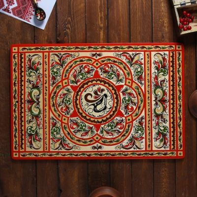 Доска разделочная «Прямоугольная», 40×0,8×60 см, красная, ракульская роспись