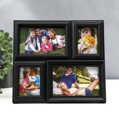 Фоторамка на 4 фото "Интрига", черная, 10х15 см, 10х10 см