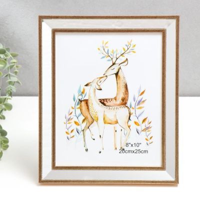 Фоторамка пластик 20х25 см "Зеркало с золотой обводкой" 30х25,3 см