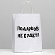 Пакет подарочный с приколами, крафт «Подарков не будет!», белый, 24 х 10,5 х 32 см