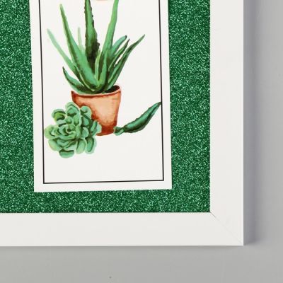 Фоторамка пластик на 3 фото 9х13 см "Блеск зелёный" 20х40 см