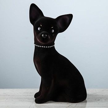 Копилка "Собака Той", флок, чёрный цвет, 29 см