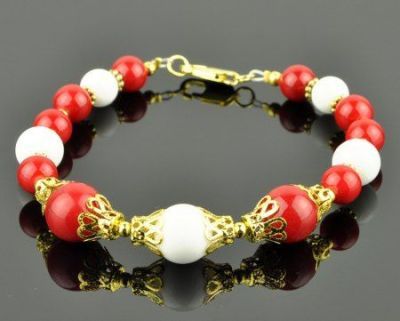 Браслет прес.Коралл, кахолонг "Мэри" арт.КР-957