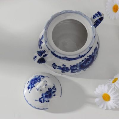 Сахарница "Подарочная Снегири", гжель