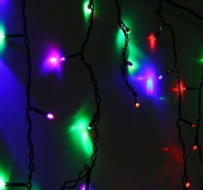 Гирлянда уличная "Бахрома" (Ш:4 м, В:0,6 м, нить темная, моргает)