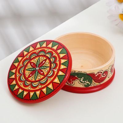 Шкатулка, 10,5×10,5х4,5 см, борецкая роспись