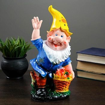 Копилка "Гном с яблоками" малый 30х15х9см