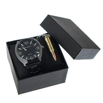 Подарочный набор 2 в 1 "Bolingdun": наручные часы, d=4.8 см, кулон