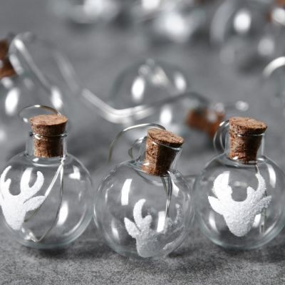 Гирлянда «Нить» 1.6 м с насадками «Шарики с оленем», IP20, прозрачная нить, 15 LED, свечение мульти, ААх2