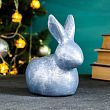 Фигурное кашпо "Кролик" синий перламутр, 15х15 см