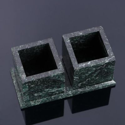 Горшки для цветов "Суккулент",2 шт. на подставке с магнитами, змеевик, 7,5х16х7,5 см