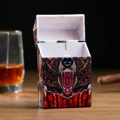 Портсигар "Медвежья Ярость", открывается от нажатия, пластик, 9,5*3*6см