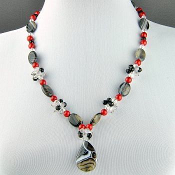 Бусы Агат, хрусталь, кошачий глаз "Чародейка" арт.АНТ-760