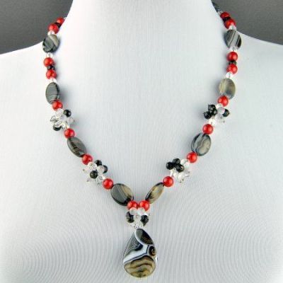 Бусы Агат, хрусталь, кошачий глаз "Чародейка" арт.АНТ-760