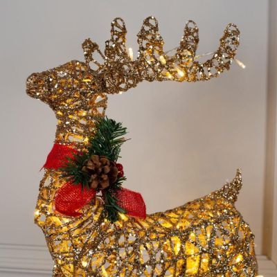 Светодиодная фигура «Олень» 25 × 70 × 13 см, металл, 220 В, мерцание, свечение тёплое белое