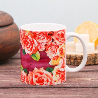 Кружка с сублимацией "Наталья" цветы, 320 мл