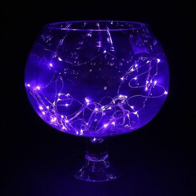 Гирлянда «Нить» 5 м роса, IP20, серебристая нить, 50 LED, свечение фиолетовое, CR2032х2