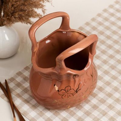 Конфетница "Сумочка", коричневая, керамика, 25 см