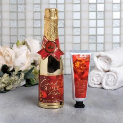 Набор "Прекрасной тебе" гель для душа 250 мл аромат шампанского, крем для рук 60 мл