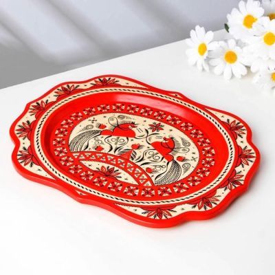 Поднос, малый, 29×21×1,5 см, мезенская роспись