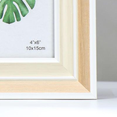 Фоторамка пластик 10х15 см "Двойной беж с белой полосой" 22х17х2 см