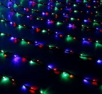 Гирлянда "Дождь" уличная (Ш:2 м, В:1,5 м, нить темная, мульти)