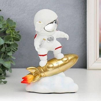 Сувенир полистоун "Космонавт на золотой ракете" 32х26х12 см