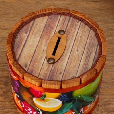 Копилка деревянная "Поздравляю", h = 14, d = 16 см