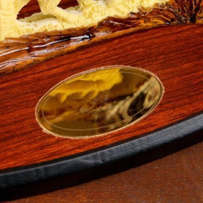 Сувенирное изделие, на подставке с лосем, на лосинных рогах 38х20 см