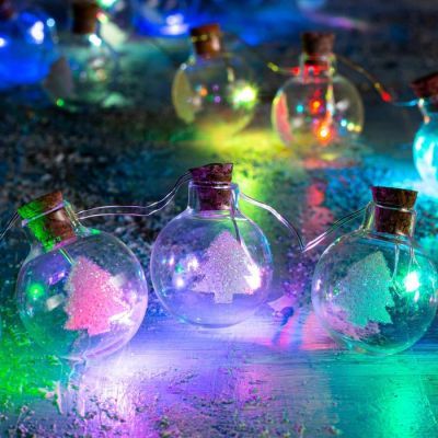 Гирлянда «Нить» 1.6 м с насадками «Шарики с ёлочкой», IP20, прозрачная нить, 15 LED, свечение мульти, ААх2