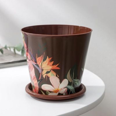Горшок для цветов Доляна «Тропический лес», 800 мл, цвет коричневый